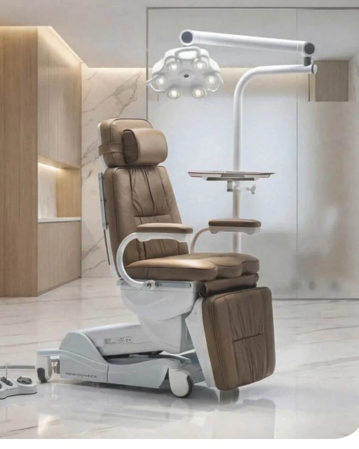 Cadeira odontológica Olsen Performance White Edition, estofado marrom, revenda autorizada SAS